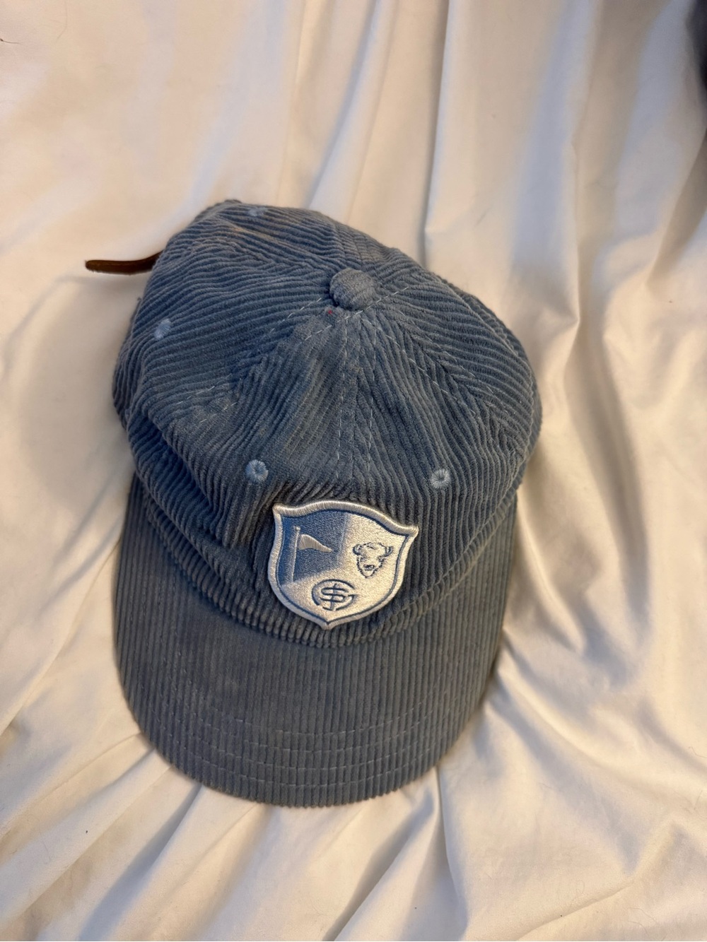 Buffalo golf and social Corduroy Baseball Cap with Shield Patch - Blue